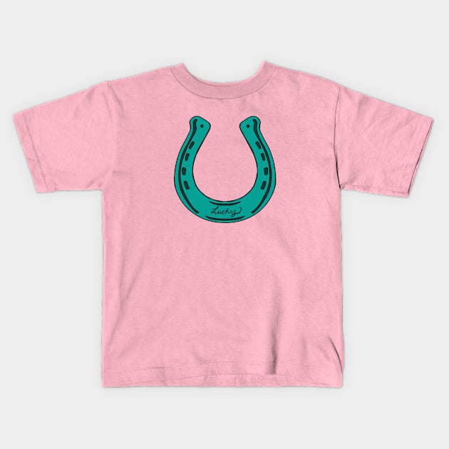 Lucky Horse Shoe Kids T-Shirt by Jeraluna